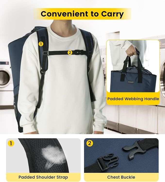 Vorspack Laundry Backpack with Shoulder Straps, Extra Large Hamper, Structured - Image 6