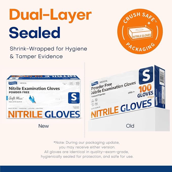 Medical Soft Max Nitrile Exam Gloves Powder-Free Disposable 100 Ct | Soft - Image 5