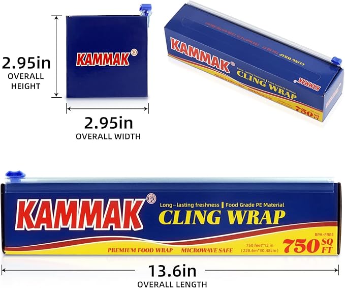KAMMAK Plastic Food Wrap with Slide Cutter Kitchen Cling Wrap 12 inch - Image 6