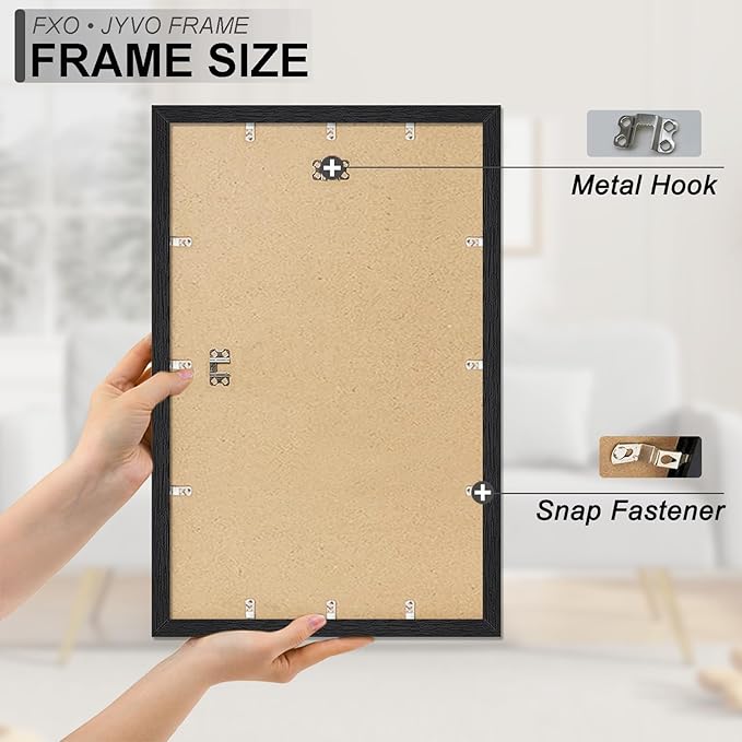 Engineered Wood 16x23 Picture Frame Set of 3, Black Frame for 16 x 23 Inch Picture Poster Photo, Light Weight 16 by 23 Frame with Wood-grain for Wall - 3 Pack/Black/16 x23