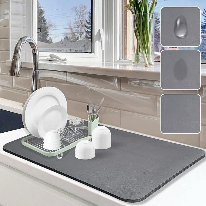 Dish Drying Mat for Kitchen Counter, Non-slip Drying Mat for Coffee Machine by Etomiel