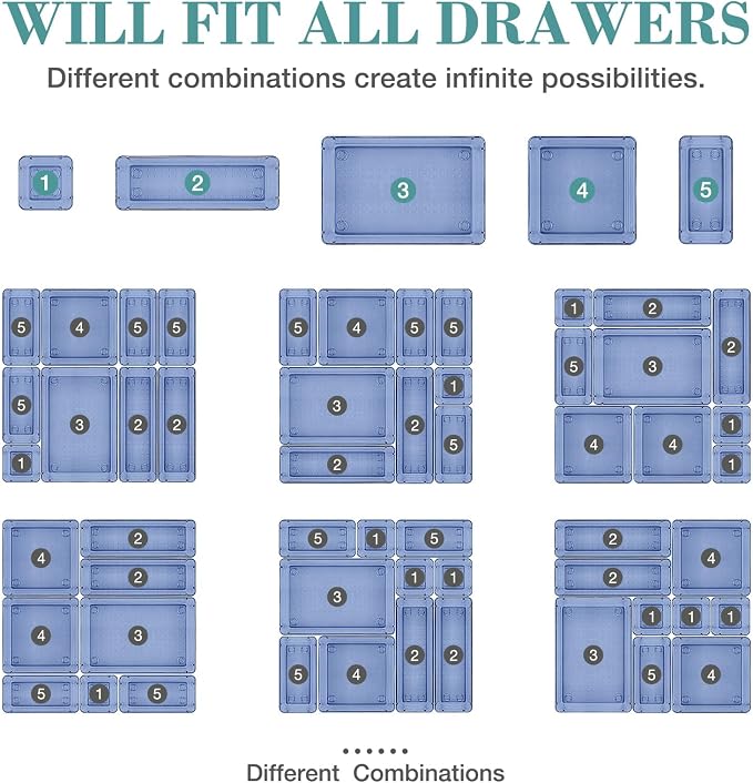 10 PCS Drawer Organizer Set, 5 Size Bathroom and kitchen organizer Trays | - Image 3