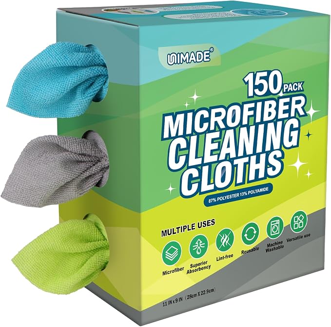 UNIMADE Microfiber Cleaning Cloth, 150 Pack Microfiber Towels by Unimade