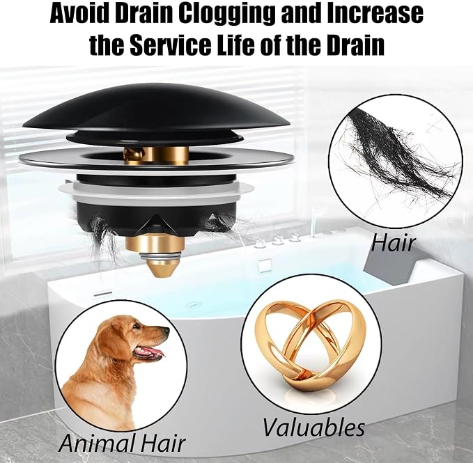 Anlige Bathtub Drain Stopper, Pop Up Tub Stopper and Cover, Bottom - Image 5