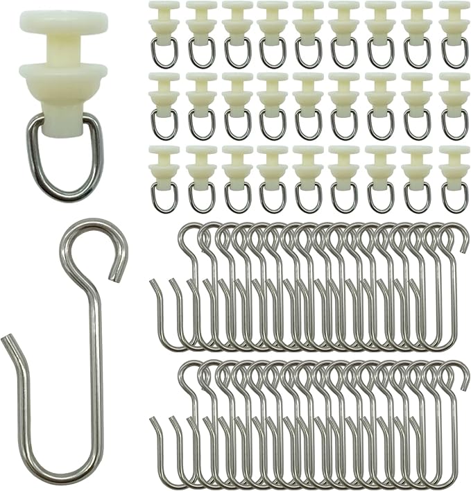 100 Pieces Curtain Slider Track Hooks and Gliders by JVNZAM
