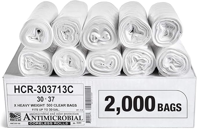 Aluf Plastics 20-30 Gallon 13 Micron Clear Bags 30" x 37" 2000 Count by AlufPlastics