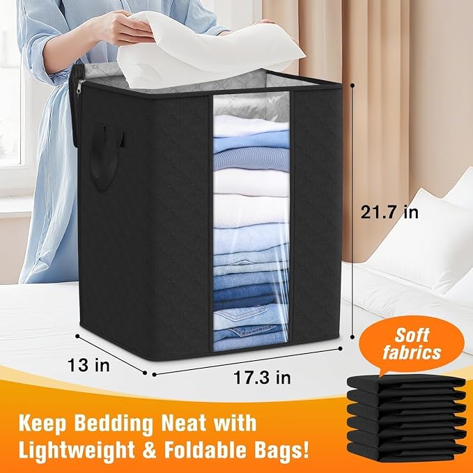 6 Pack Clothes Storage Bags 80L Blanket Storage Container - Image 2