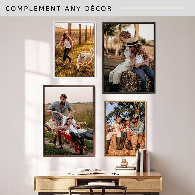 Canvas Floater Frame for 14x18 Canvas Prints Fits 1.25 Inch Deep Canvas Walnut Floating Frame for Modern Wall Art and Gallery Display