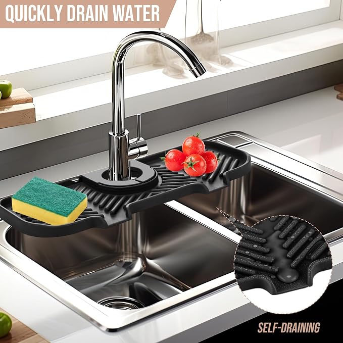 Teenyyou 2 Pcs Silicone Faucet Splash Guard 10.6 ” x 4.3” Kitchen Sink Splash - Image 4