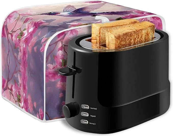 Hummingbird Flower Print Toaster Cover 4 Slice Dust Fingerprint Protection for Kitchen Small Appliance Kitchen Accessories Decor
