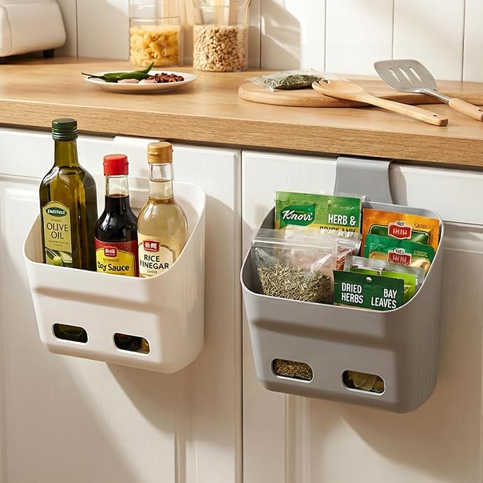 Eorbow 6 Pack Plastic Hanging Storage Basket, Over the Door Cabinet Shower Caddy - Image 7