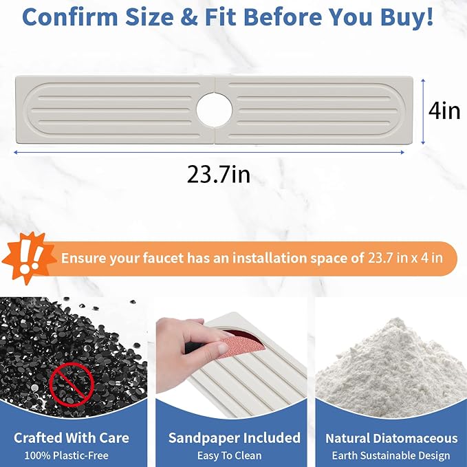 Kitchen Faucet Mat, Diatomite Sink Faucet Mat Splash Guard - Image 3