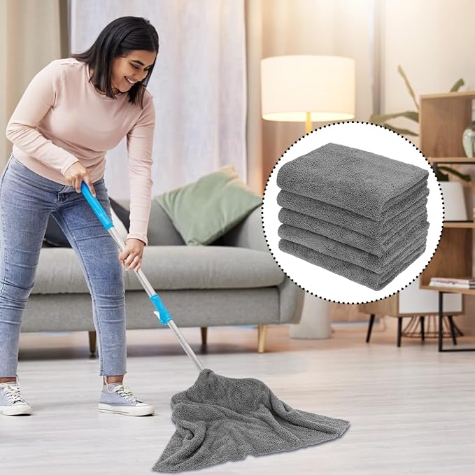 5 PCS Extra Large Microfiber Cleaning Cloth 30"x20", Washable Reusable Floor - Image 4