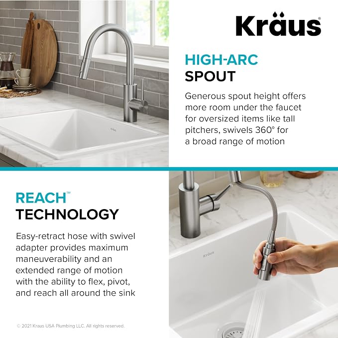 KRAUS Spot Free Stainless Steel Pull Down Kitchen Faucet KPF-2620SFS | - Image 8