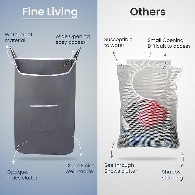 TFLC Over the Door Hanging Laundry hamper bag, 18x4.75x28" - Image 6