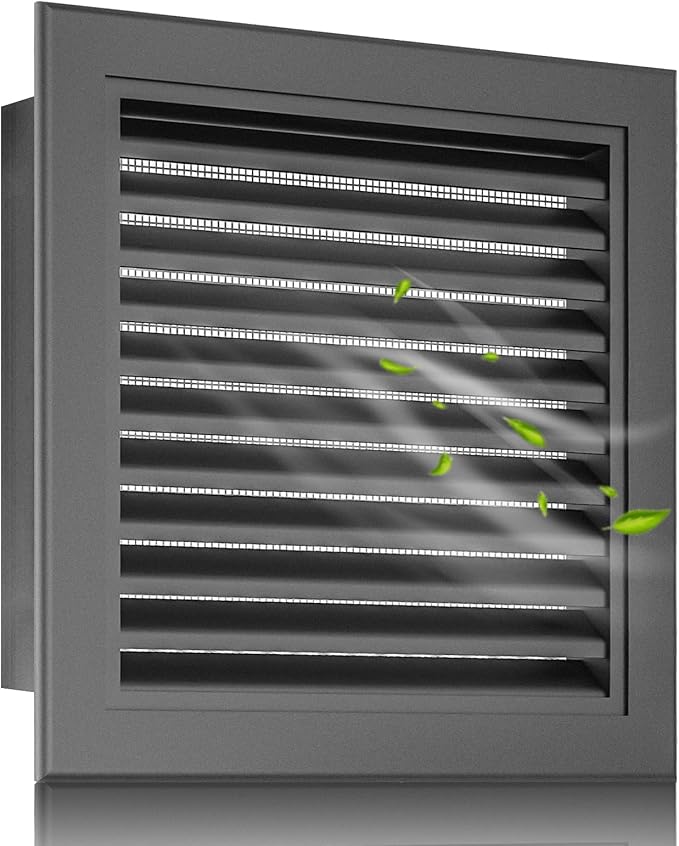 20"x20" Gable Vent with Screen – Stylish Aluminum Louvered Vents for Attic and Shed Ventilation – Ideal Exterior Wall Vent with 18"x18" Opening Gray