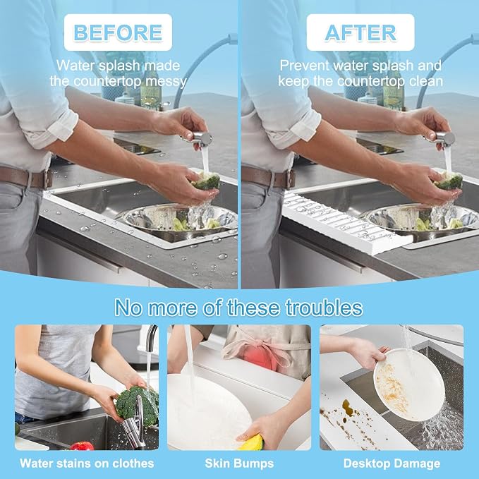 Silicone Sink Edge Protectors 4" x 24", Upgrade Kitchen Sink Splash Guards - Image 4