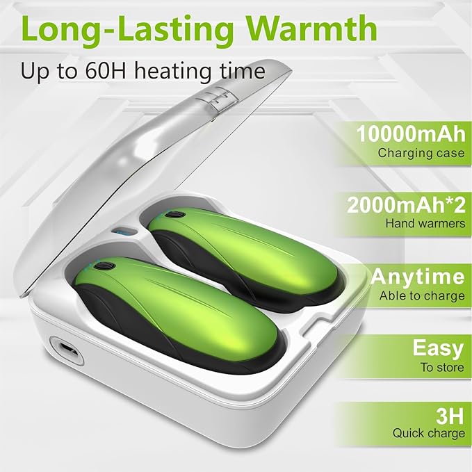Hand Warmers Rechargeable 2Pack,14000mAh Electric Hand Warmers with Charging Case,Quick Charge Portable Heater,Gifts for Christmas,Winter,Outdoor,Camping,Hunting Accessories