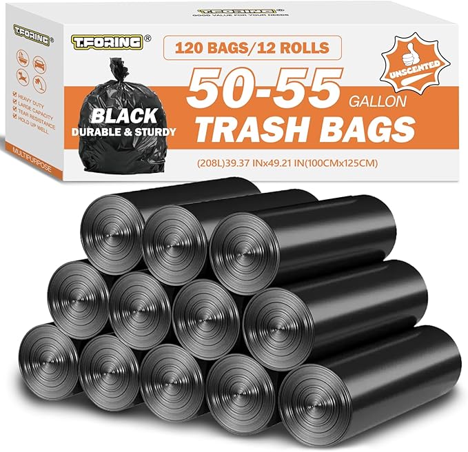 50-55 Gallon Trash Bags Unscented, Fit 187 by TFORING%C2%AE