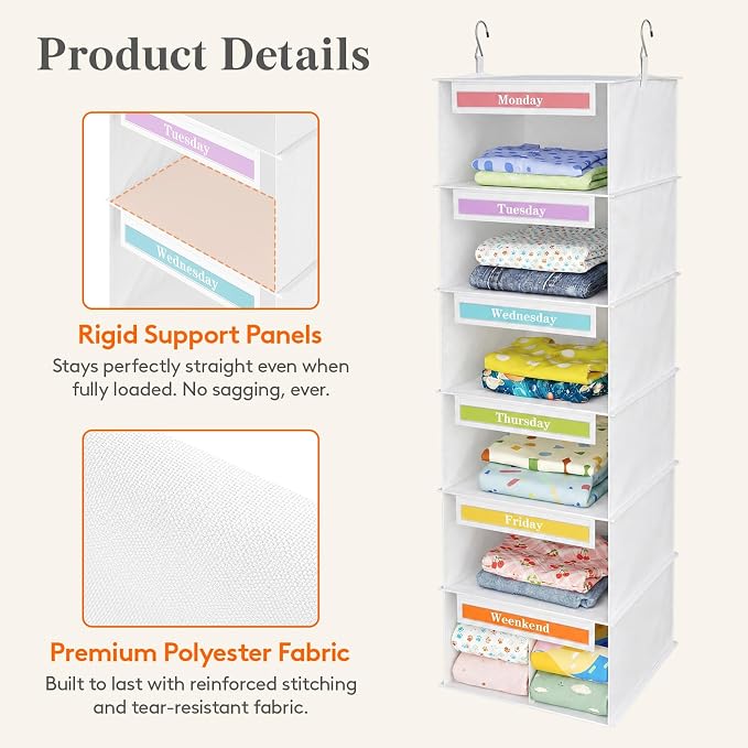 Lifewit 6 Shelf Weekly Clothes Storage Organizer - Image 2