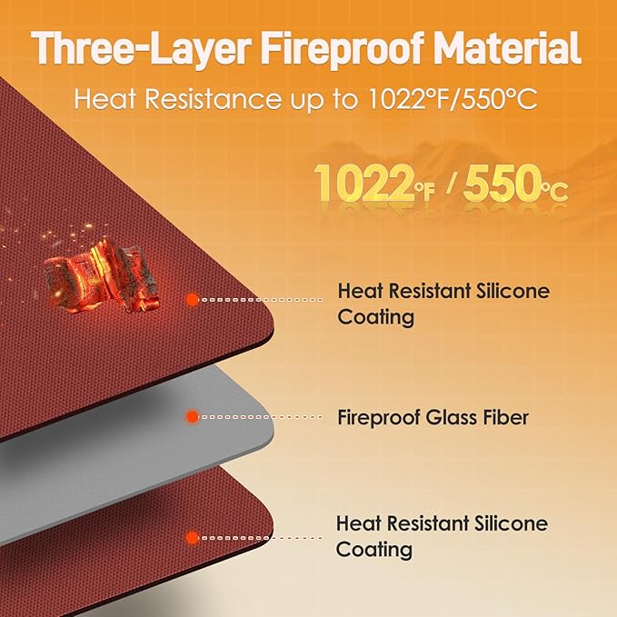 Heat Resistant Mat for Air Fryer, 16 x 24in Heat Resistant Mat for Countertop, Fireproof Silicone Countertop Protector Appliance Slider for Air Fryer, Coffee Maker, Toaster, Oven (Red)