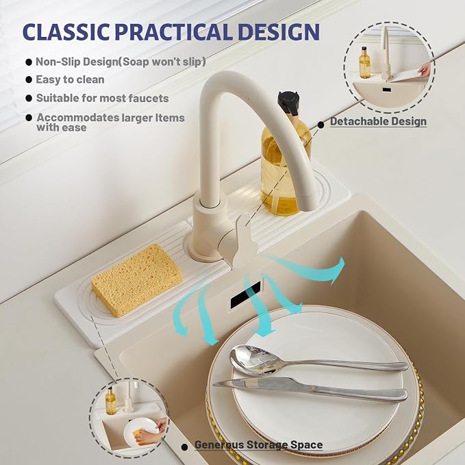Diatomite Kitchen Faucet Mat 20in Water Absorbing Stone Tray - Image 4