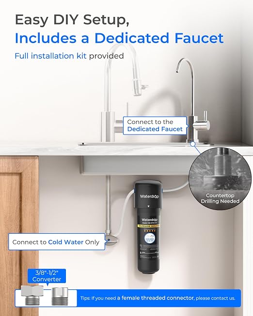 Waterdrop 10UB-CM Under Sink Water Filter System, 99% Chloramine Reduce | Ideal - Image 7