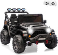 2 Seater Ride on Car Toy for Kids, 24V 4x4 Ride-on Truck, w/Parent Control, Soft Start, 3 Speed, 4-Wheeler Suspension, Bluetooth, LED Lights, Electric Car for Kids Toddler Ages 3-8, Black