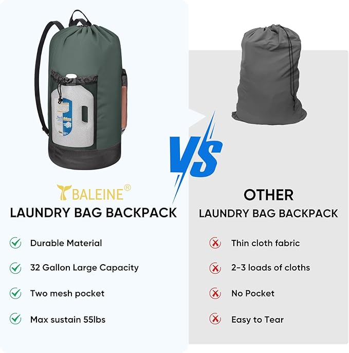 BALEINE 150L Laundry Bag Backpack, 900D Oxford Fabric Large Travel Laundry Bags - Image 6