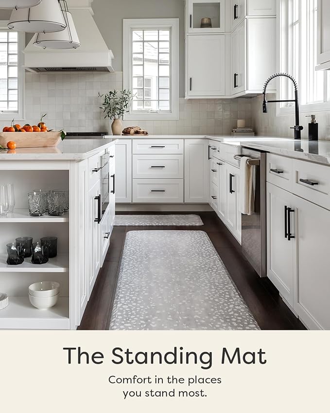 House of Noa Nama Standing Mat – Anti-Fatigue Cushioned Kitchen Mats for Floor | Ergonomic Bounce-Back Foam Kitchen Mats | Anti-Fatigue Mats for Kitchen & Standing | Fawn Silver | 22" x 54"