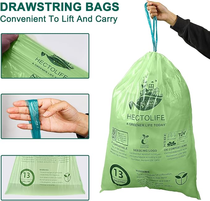 13 Gallon 100 Count Compostable Trash Bags - Image 4