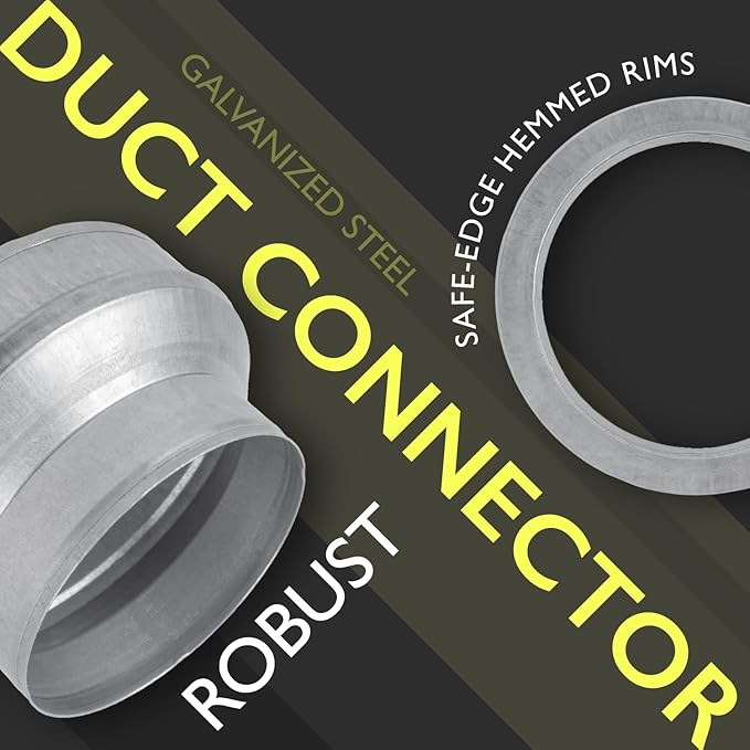 8" to 6" Inch Duct Pipe Adapter - Galvanized Steel HVAC Ducting Reducer for Ventilation - PVC Pipe, Hose Coupler - Heavy Duty Exhaust, Air Conditioner Fittings - Vent Flange Connector