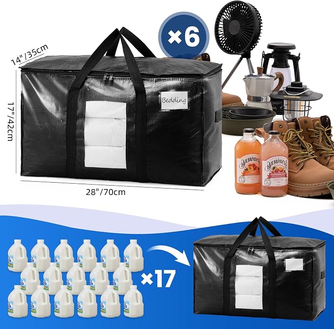 TAILI 6 Pack Black Extra Large Moving Bags, Storage Bag - Image 6