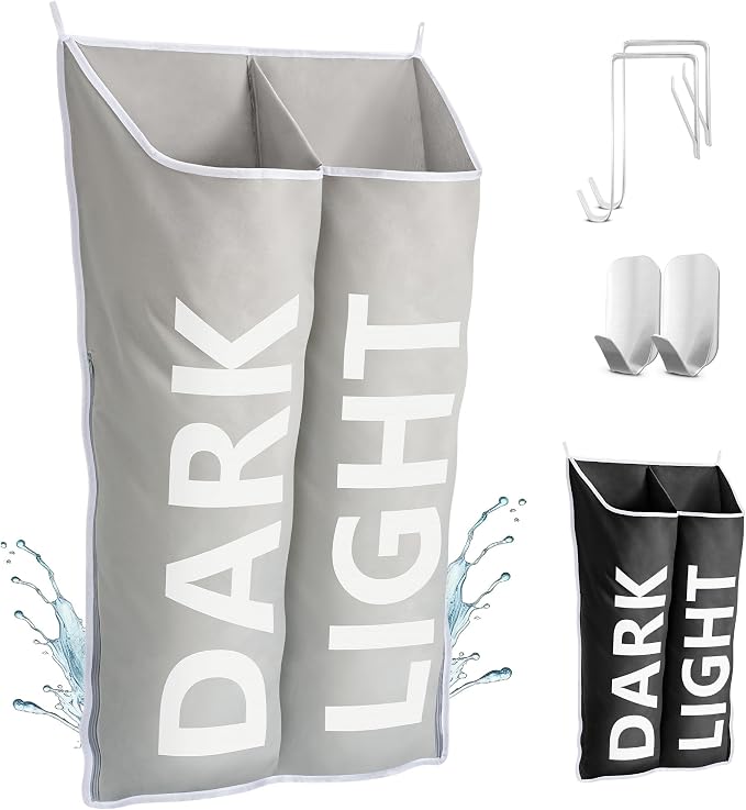 Hanging Laundry Hamper Bag XL 40x22", Space Saving over the Door Storage Bags by DONAQ