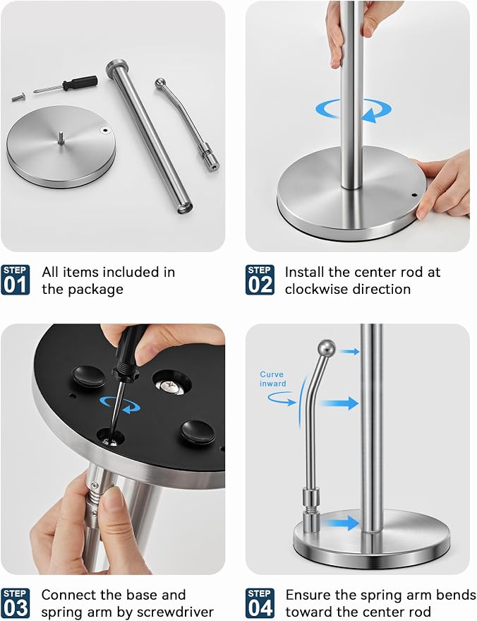 SMARTAKE Paper Towel Holder Countertop, Non-Slip Weighted Base - Image 7