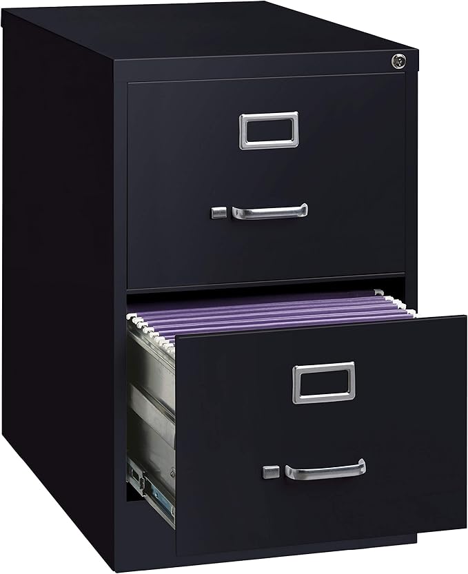 26.5 Inch Drawer, Width, Metal Cabinet for Home and Office Vertical File, 26.5" Deep 2-Drw Legal, Black