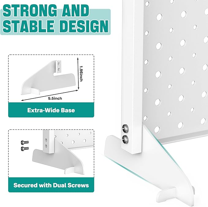 EVERHANGER Metal Pegboard Display Stand, Freestanding Tabletop Pegboard Display for Craft Shows & Fairs, 12"X16", 4pcs White