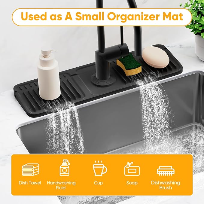 17.7'' Folding Faucet Mat for Kitchen Sink Splash Guard Kitchen Sink Faucet Mat - Image 8