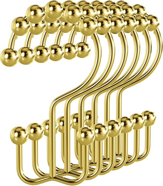 Bathway Shower Curtain Hooks Gold Shower Curtain Rings, Metal Shower Hooks by Bathway