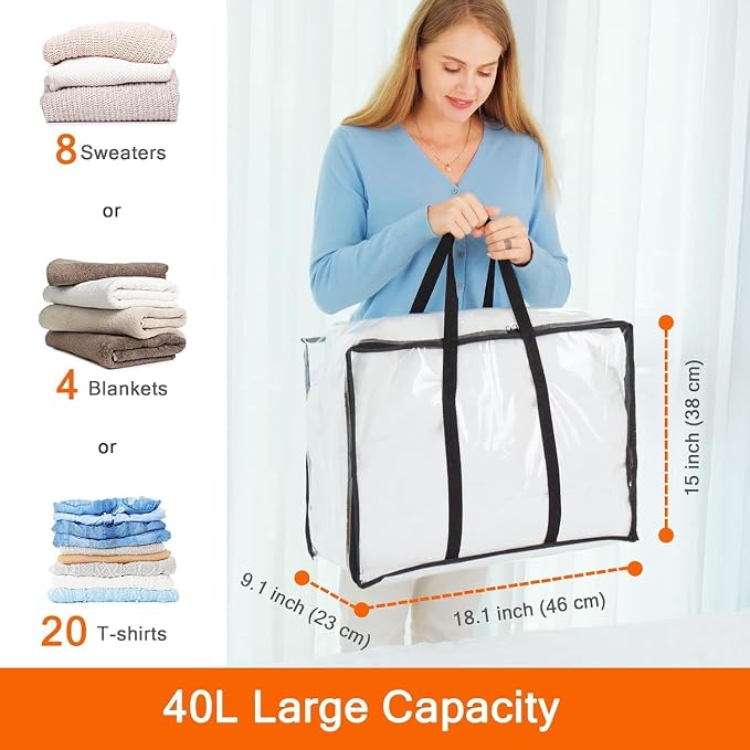 5 Pack Clear Clothes Storage Bags - Image 2