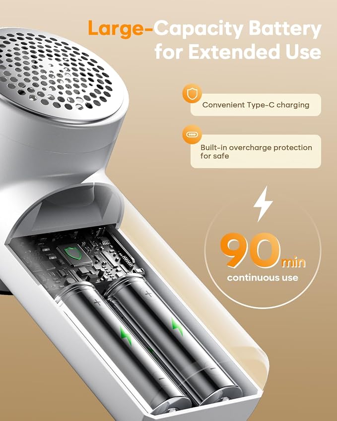 Fabric Shaver, Lint Remover Rechargeable, 6-Blade Lint Remover | LCD Display & - Image 6