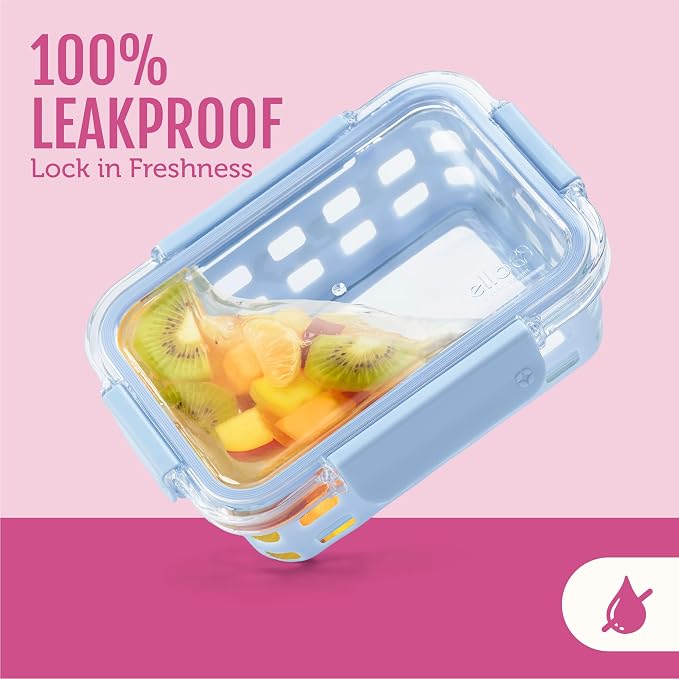Ello Duraglass 3.4 Cup Glass Meal Prep Containers, 5 Pack, Orchard | Glass Meal - Image 5