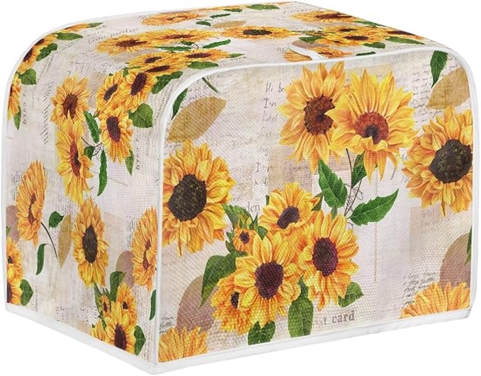 Vintage Sunflower Print Toaster Cover 2 Slice Dustproof Covers Small Appliance Cover Bread Maker Covers Dust Protection Kitchen Accessories