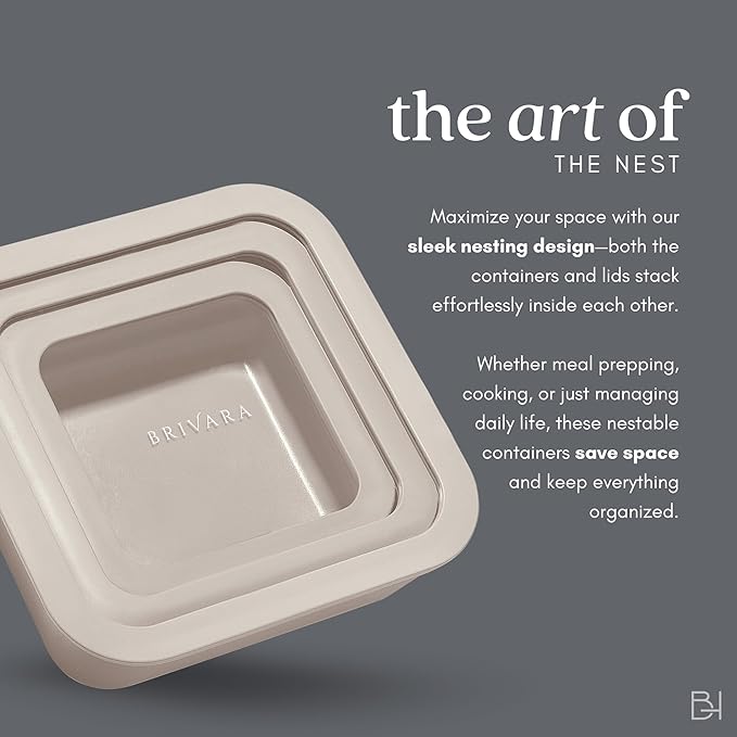Ceramic Coated Glass Food Storage Container | No PTFE, PFOA, PFAS, and BPA | Reusable Non Toxic Meal Prep Container with Glass Lid | Easy To Store | 2.5 Cup Square [Crema]