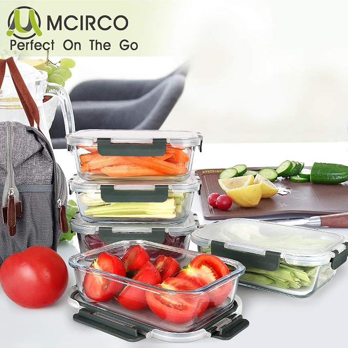 M MCIRCO 5 Pack 36 oz Glass Food Storage Containers - Image 7