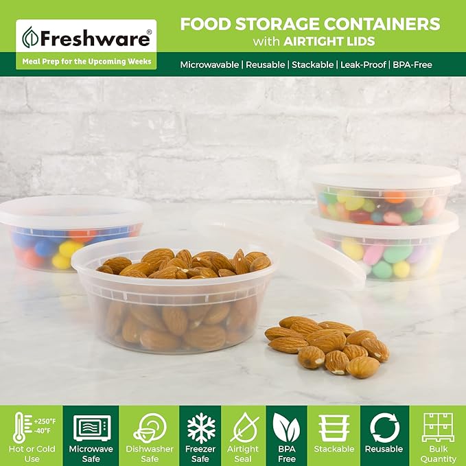 Freshware Food Storage Containers 8 oz Plastic Deli Containers - Image 2