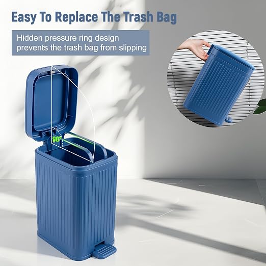 Small Bathroom Trash Can with Lid, 1.9 Gallon Slim Soft Close Step, Kitchen & - Image 5