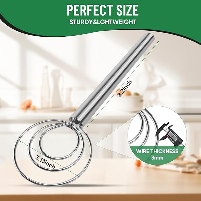Danish Dough Whisk Stainless Steel Hook Dutch Bread Mixer Hand Tool for Sourdough Baking Making Blending Pastry Pizza