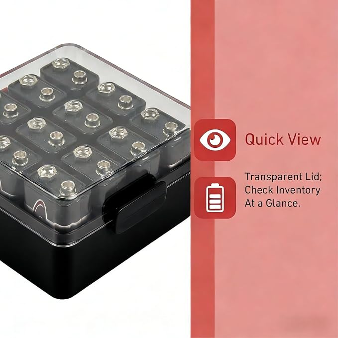 ALCYON 9V Battery Organizer Storage Case, Battery Vault Box Container - Image 3