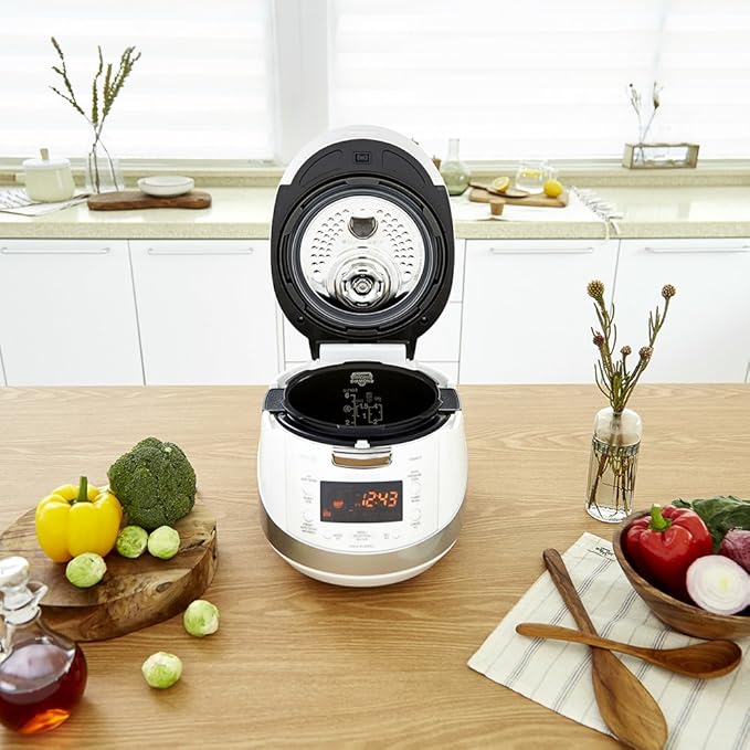 CUCKOO CRP-HS0657FW 6-Cup (Uncooked) 12-Cup (Cooked) Induction Heating Pressure Rice Cooker with Nonstick Inner Pot & 16 Menu Modes (White/Silver, Made in Korea)